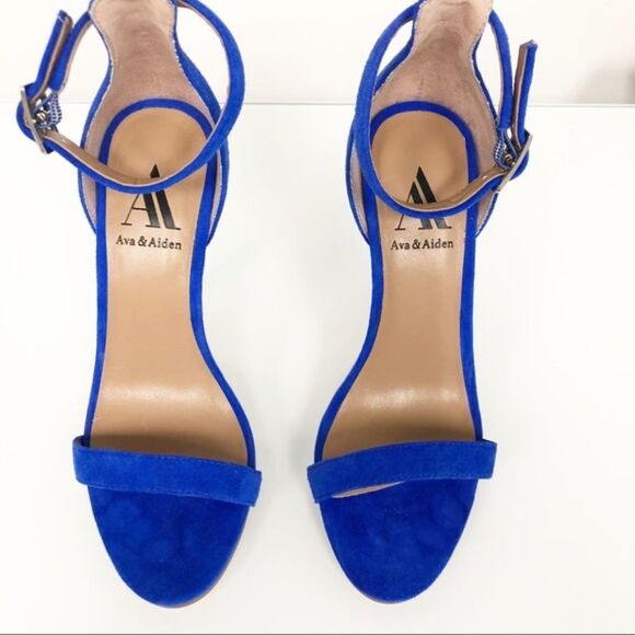 Ava & Aiden Cobalt Blue Suede Ankle Strap Heels Size 6 - Picture 2 of 6